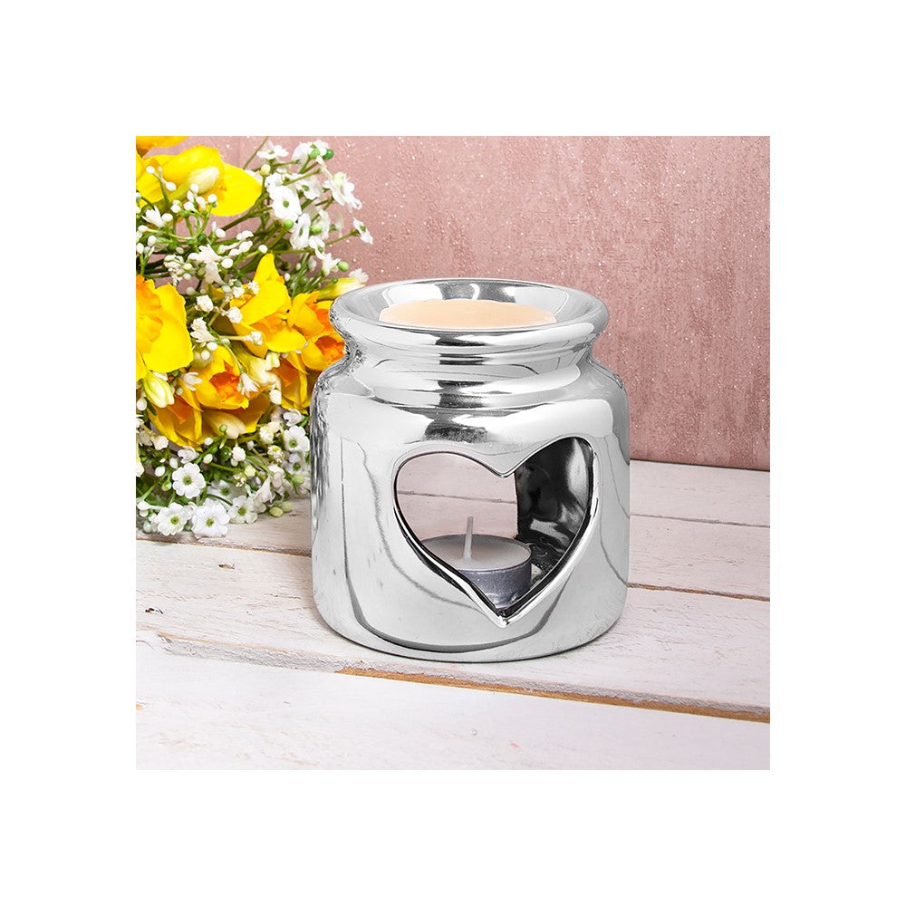 Small Heart Cut Silver Oil Burner