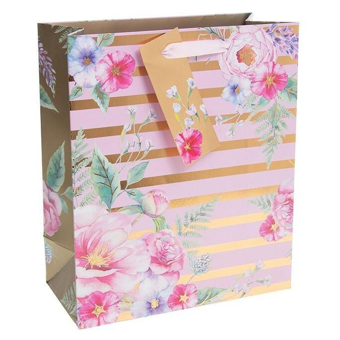 Stripe Floral Medium Gift Bag